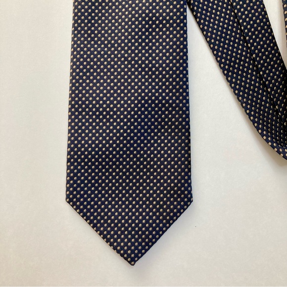 Hickey Freeman Black & Butter Yellow Dotted Classic Heavy Silk Tie 3.5” 59” - Picture 3 of 8